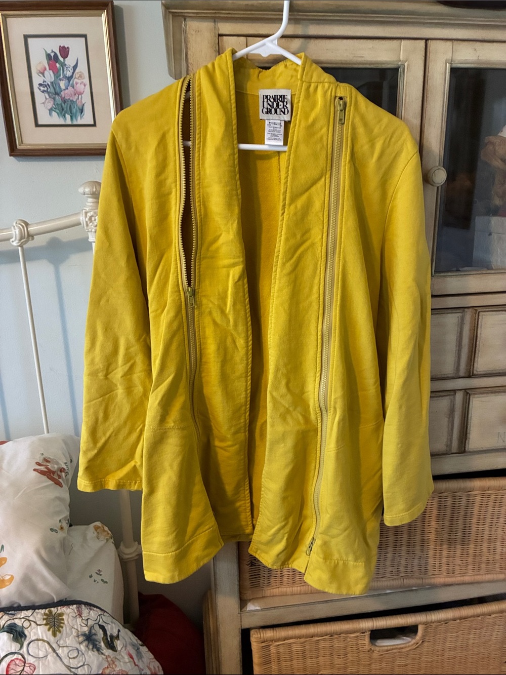 Prairie Underground Yellow Hooded Utility Jacket with Exposed Zippers